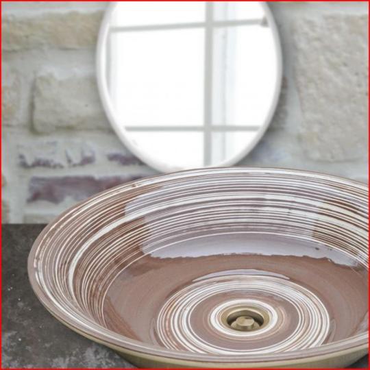 country mediterran furdoszoba furdo mosdo pultra ultetheto mosdotal kerek kezzel festett hande made szaniter butor barna design.JPG